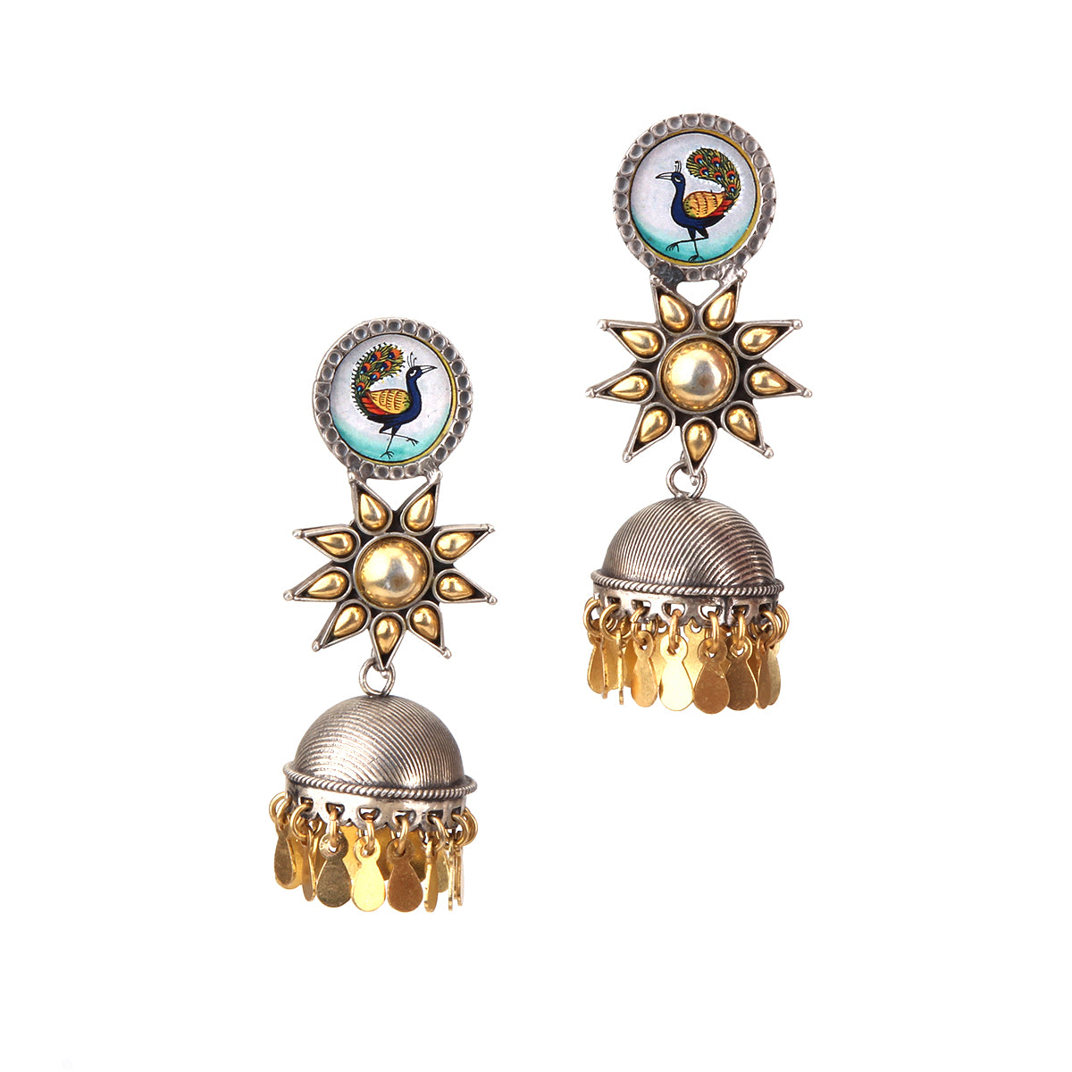 Hand Painted Dual Tone Earring