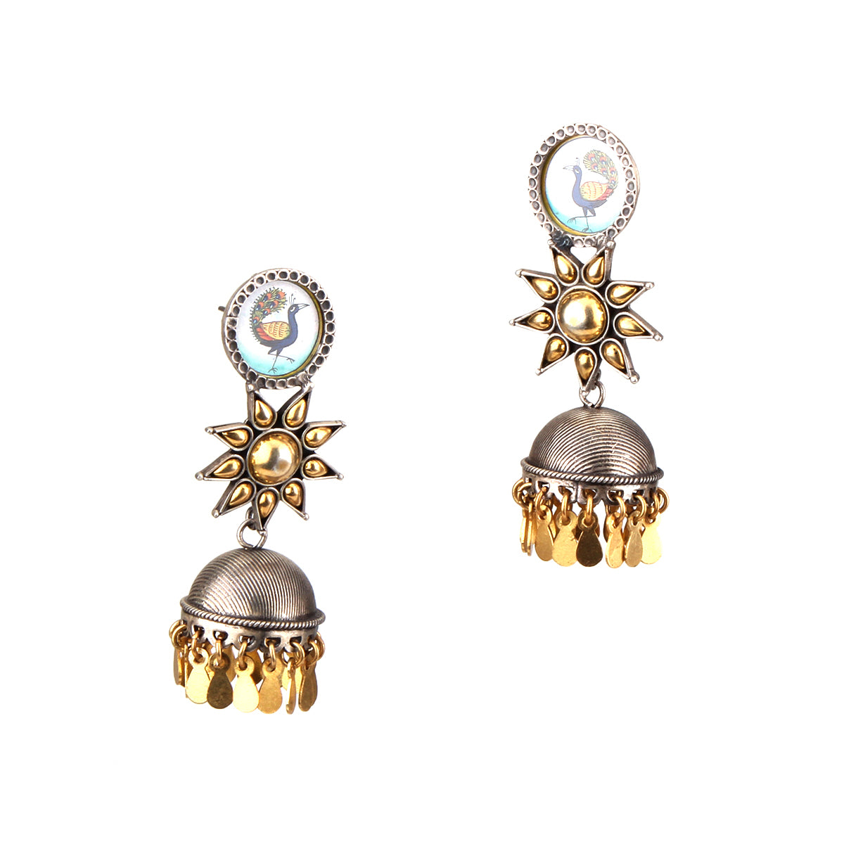 Hand Painted Dual Tone Earring