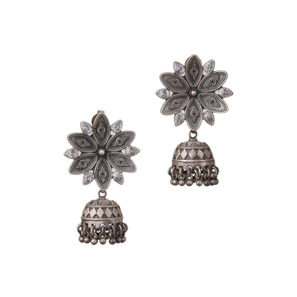 Oxidized Floral Earring