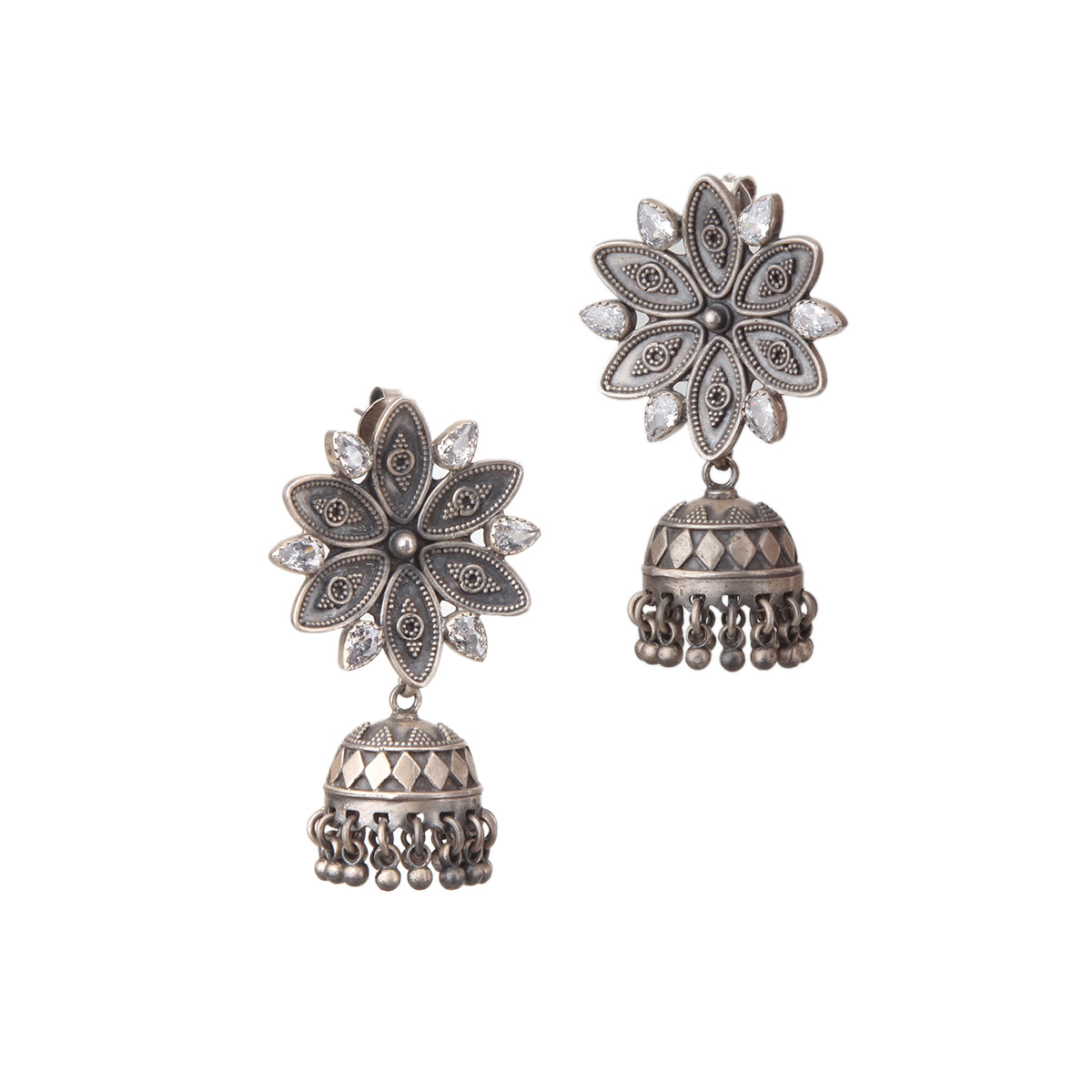 Oxidized Floral Earring