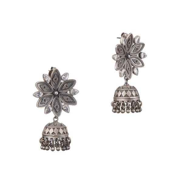 Oxidized Floral Earring