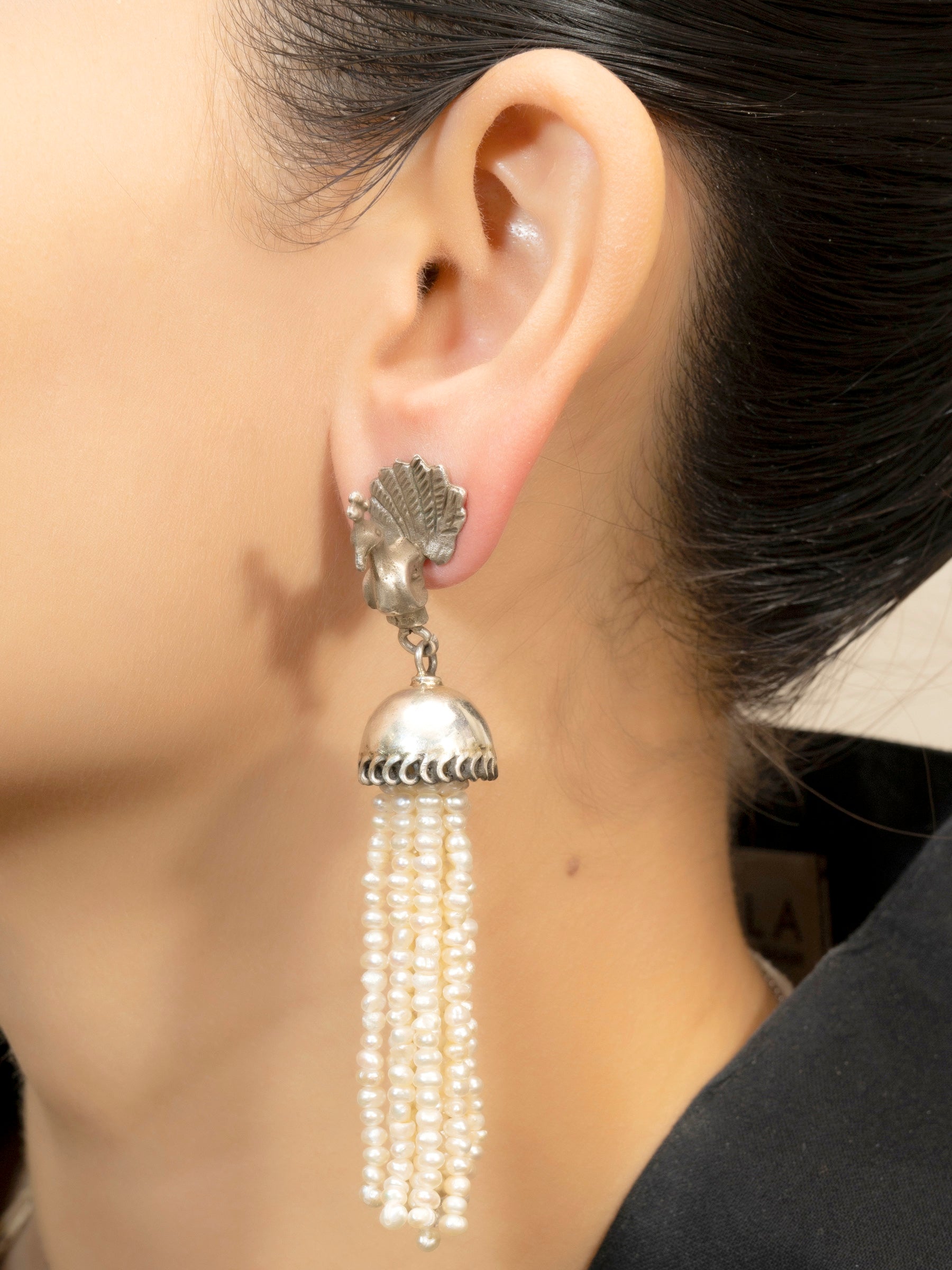 Pearl Drop Peacock Earring