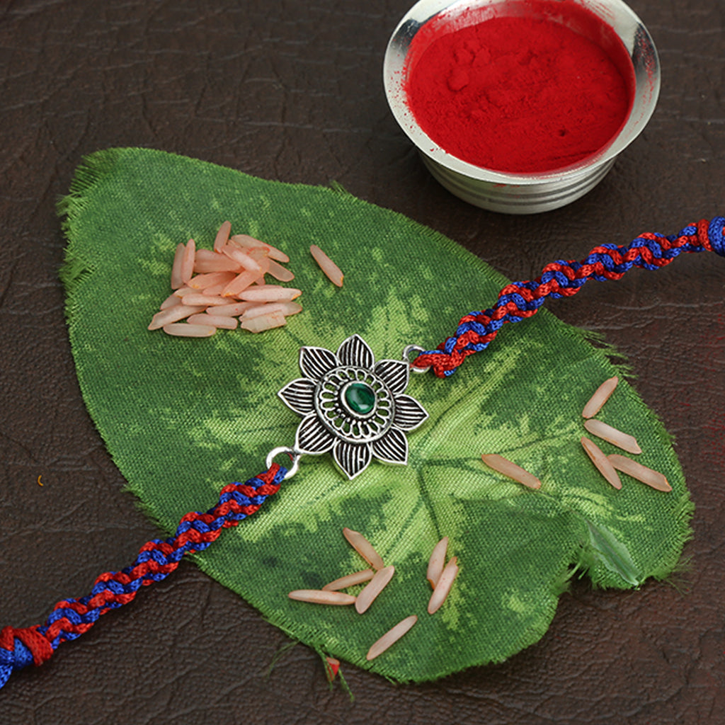 Dual Dhaaga Silver Traditional Rakhi
