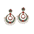 Gold Polished Color Stone Chand-Bali