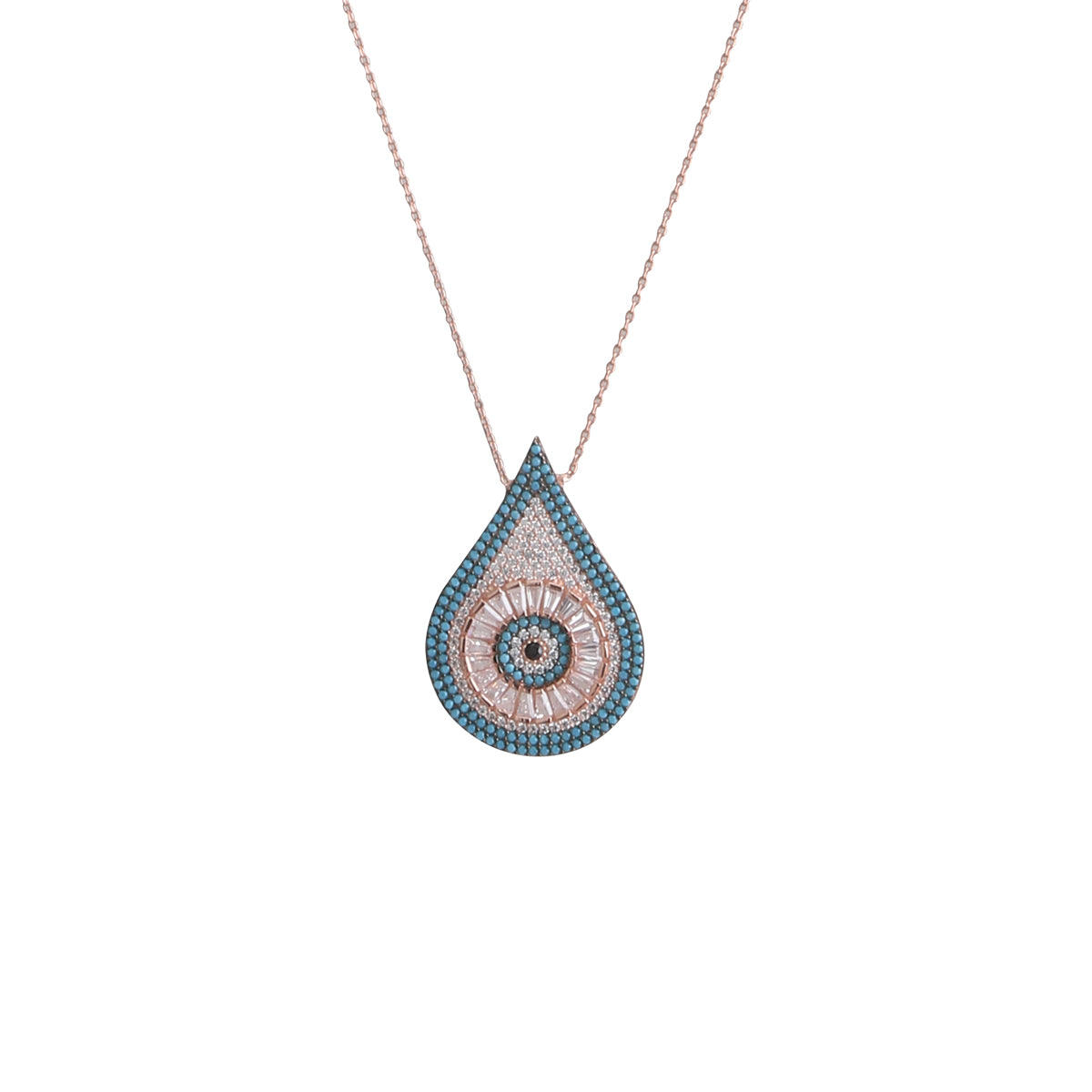 Baguette Drop Evil's Eye Necklace