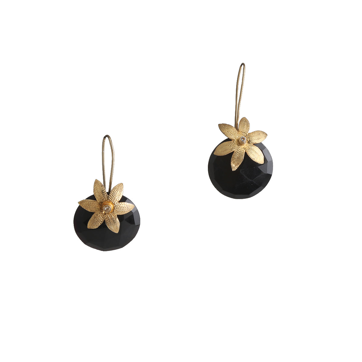 Floral Black Onyx Earring