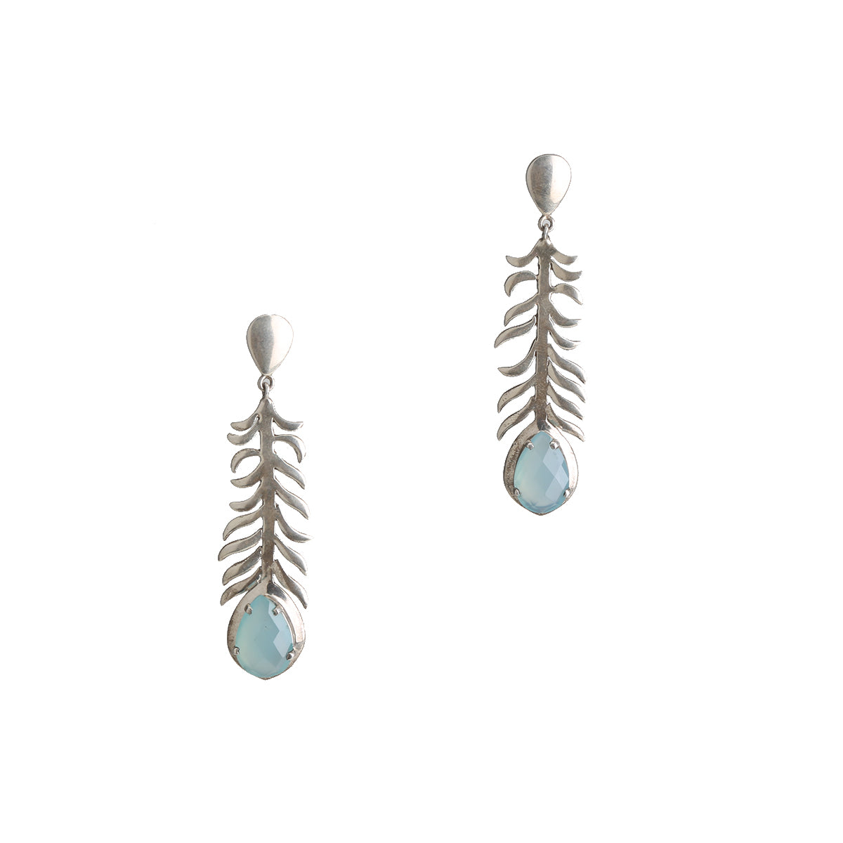 Feather Dull Turquoise Earring