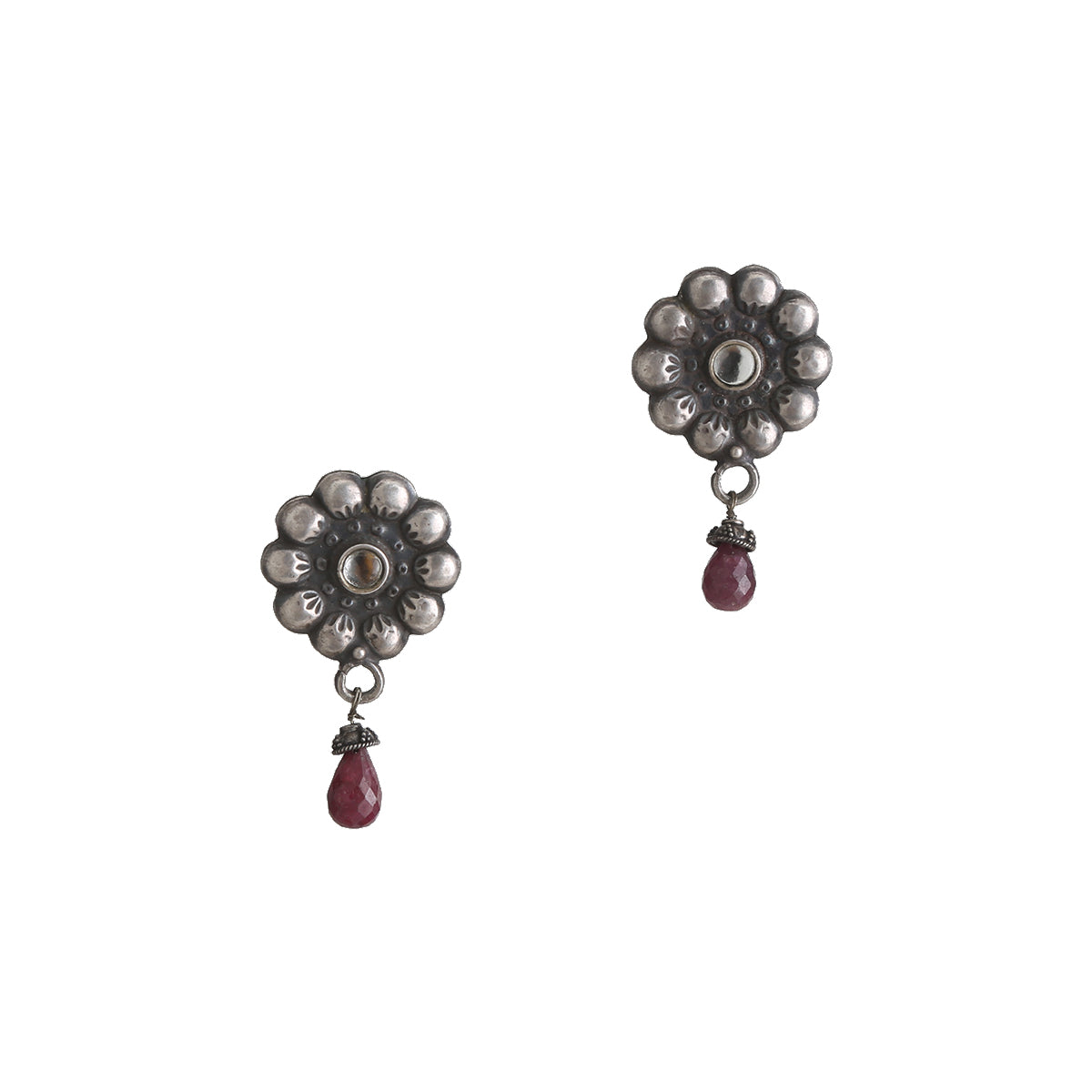 Flower Motif Oxidized Earring