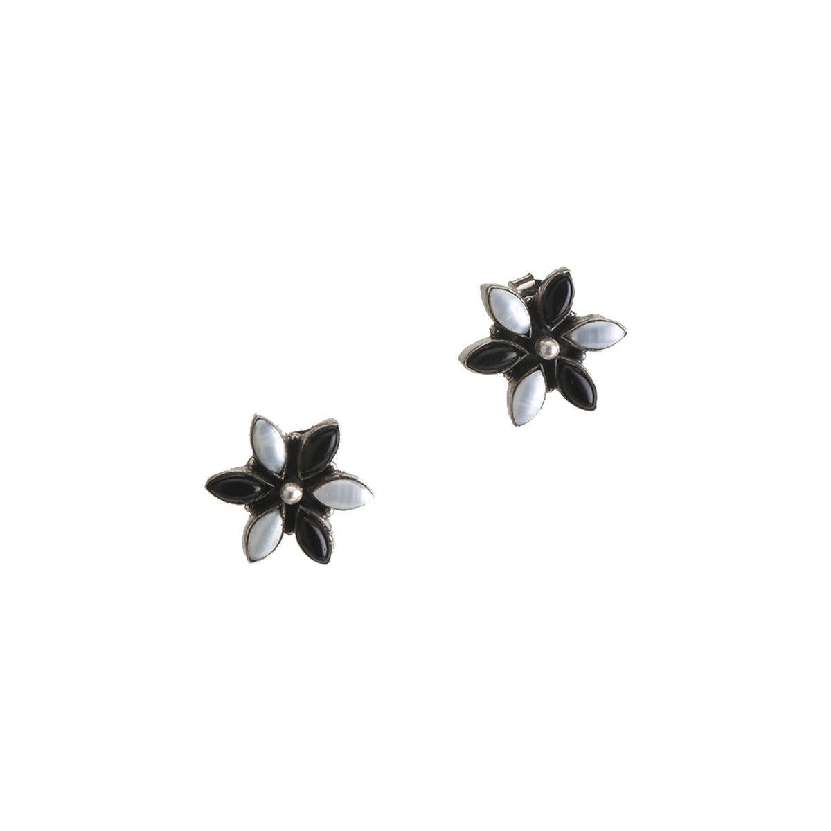 Black White Floral Stud Earring