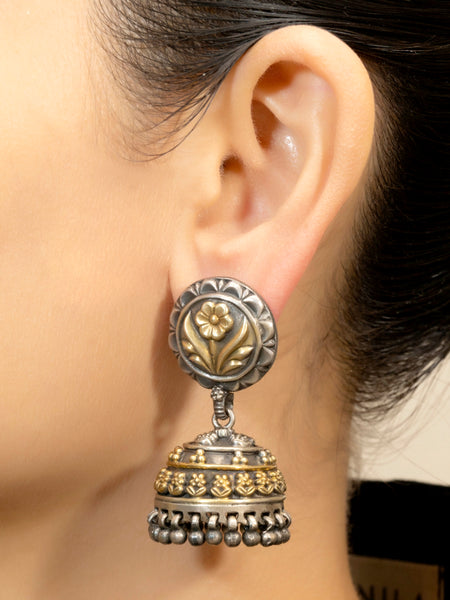 Floral Dual Tone Earring